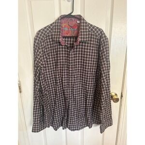 Robert Graham Brown‎ Plaid Flip Cuff Long Sleeve Shirt Size XXL